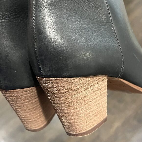 Madewell Billie Leather Ankle Boots Booties Size 8 Black Minimalist Block Heel - Picture 5 of 10